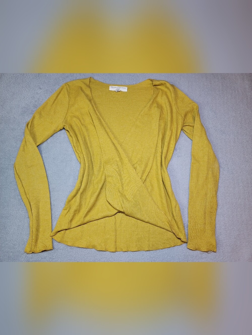 Project Social T x Urban Outfitters Waffle Knit Wrap Top Mustard Yellow Size S